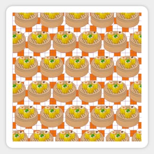 Dim Sum Funky Hong Kong Street Food with Orange Tile Floor - Pop Art Sticker